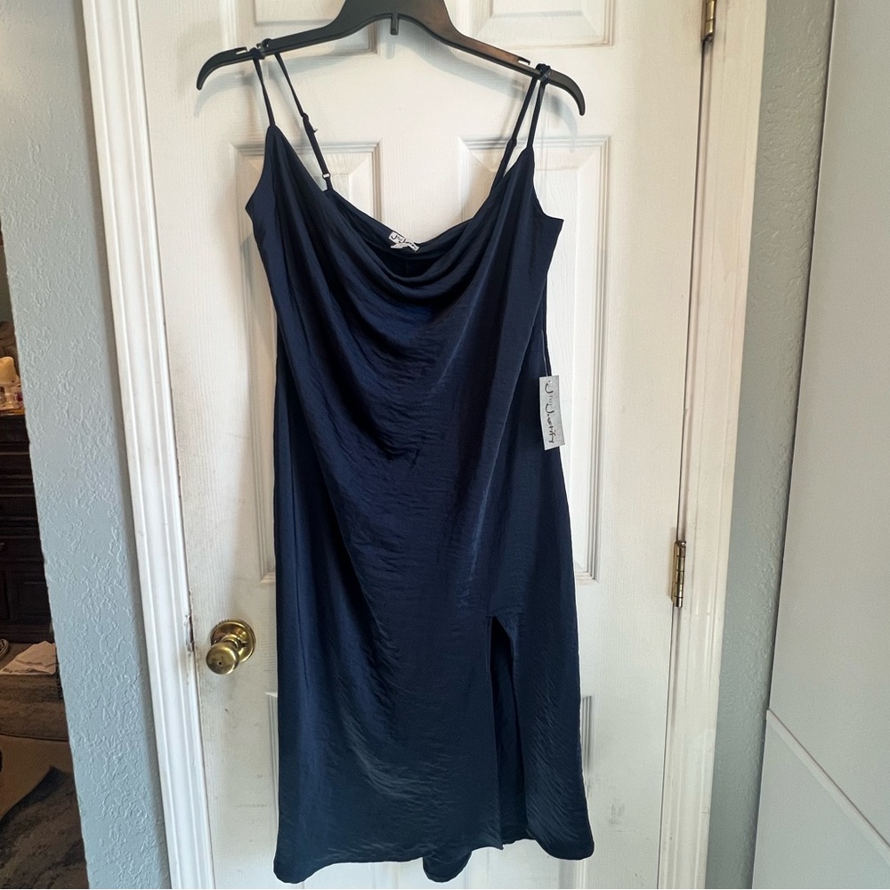 Royal Blue polyester midi dress
